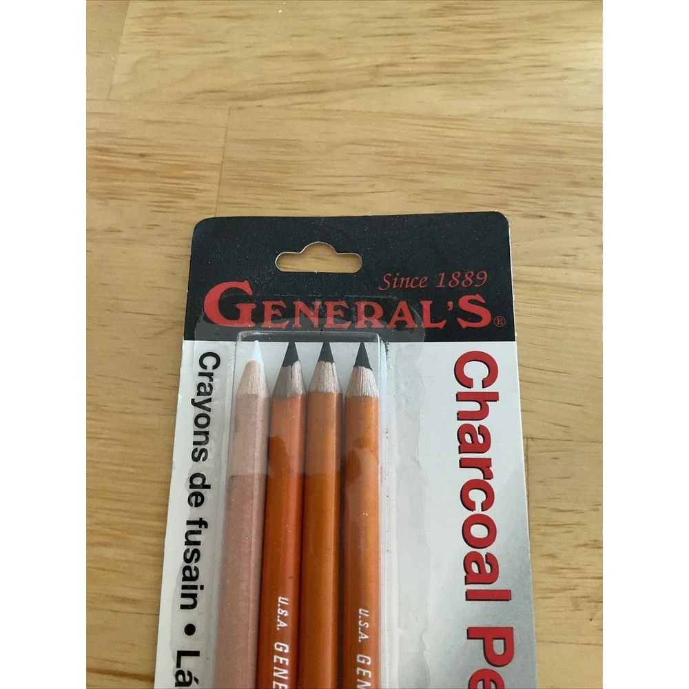 N.O.S.‎ GENERAL'S CHARCOAL 2B 4B 6B & White 4-Pack & Eraser 557-BP PENCILS